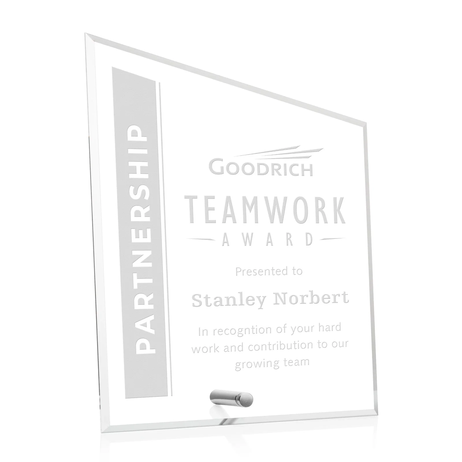 Custom Beveled Acrylic Slant-Top Rectangle Award with Easel Pin for company anniversary events
