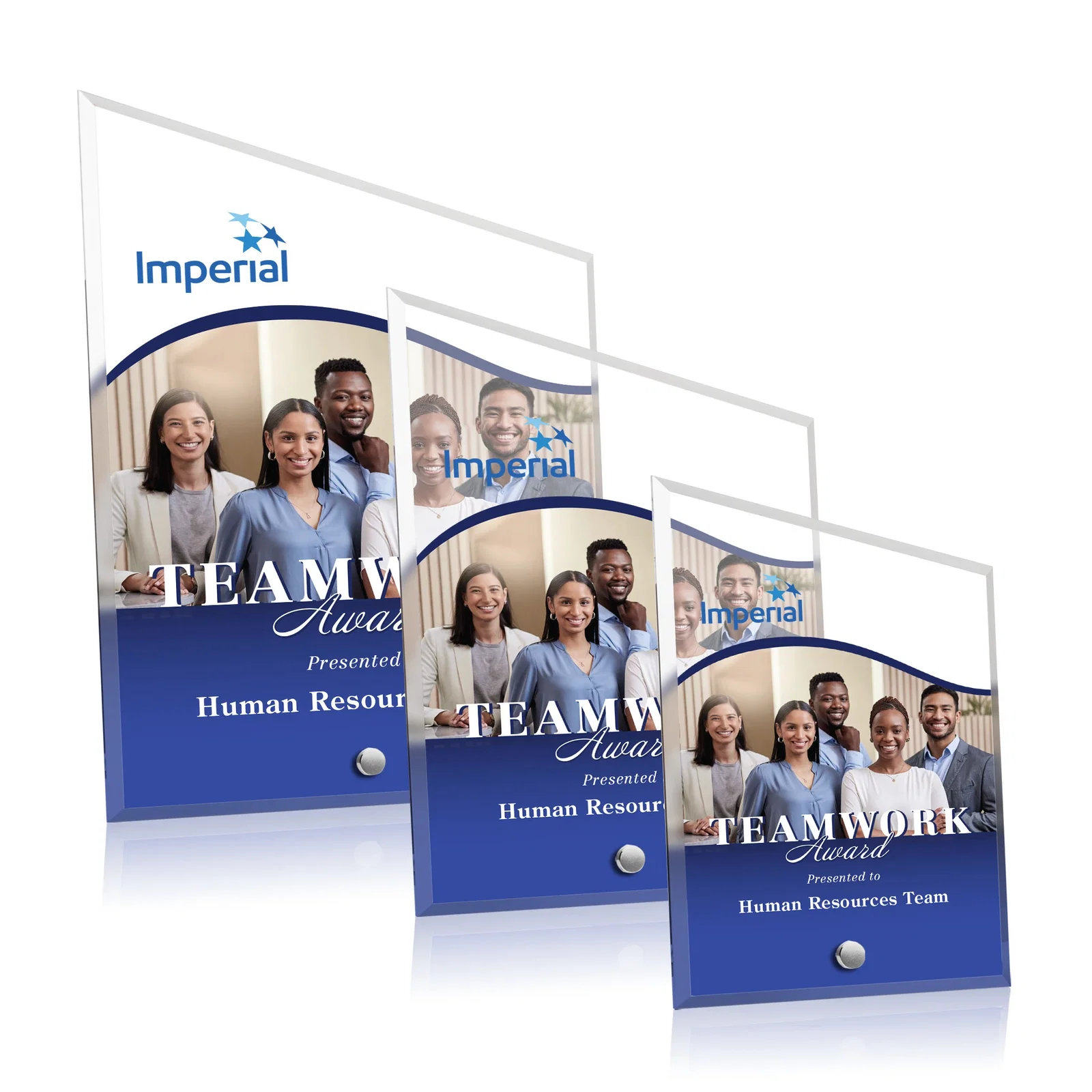Personalized Beveled Acrylic Slant-Top Rectangle Award with Easel Pin for employee recognition