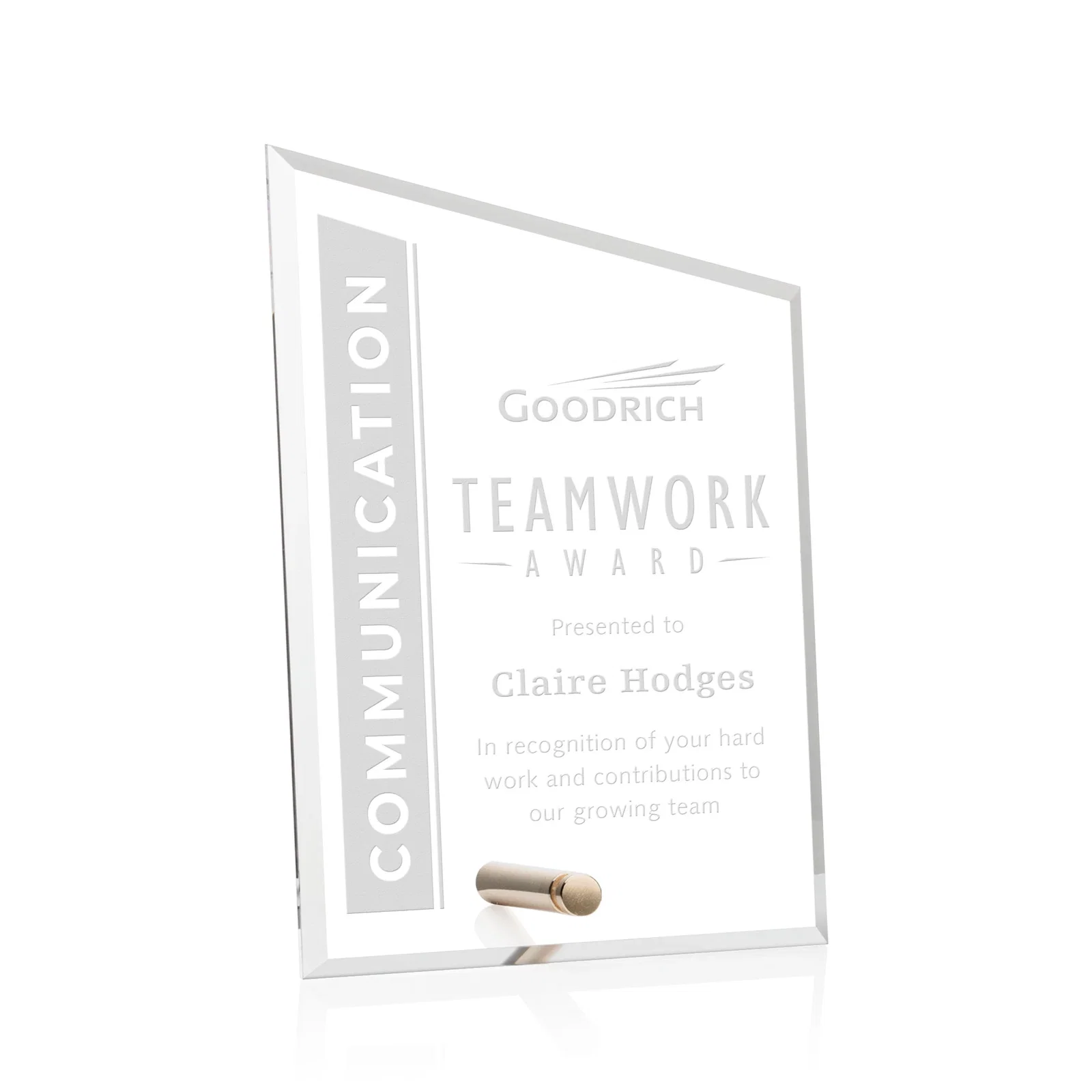Custom Beveled Acrylic Slant-Top Rectangle Award with Easel Pin for corporate award ceremonies