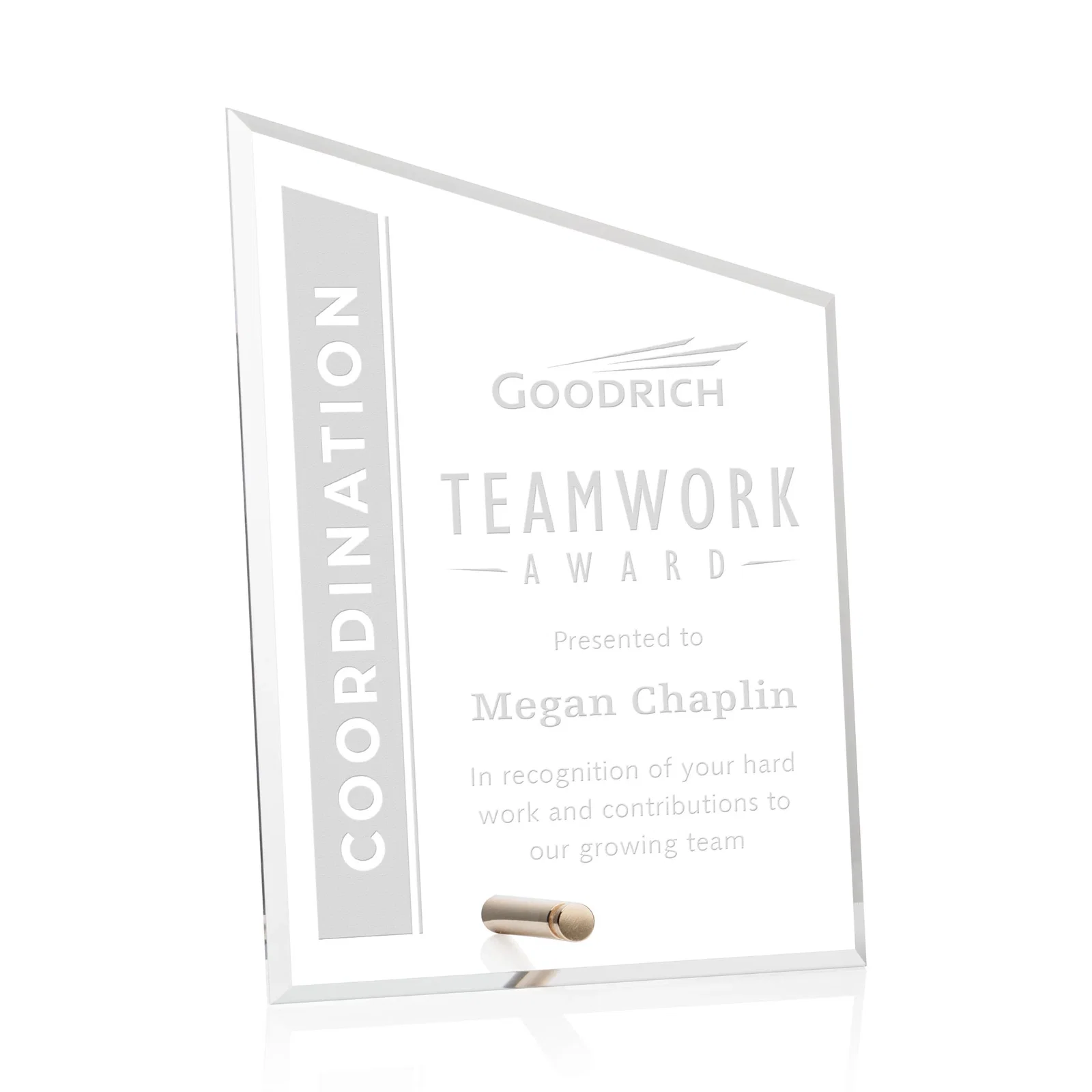 Custom Beveled Acrylic Slant-Top Rectangle Award with Easel Pin for service anniversary gifts