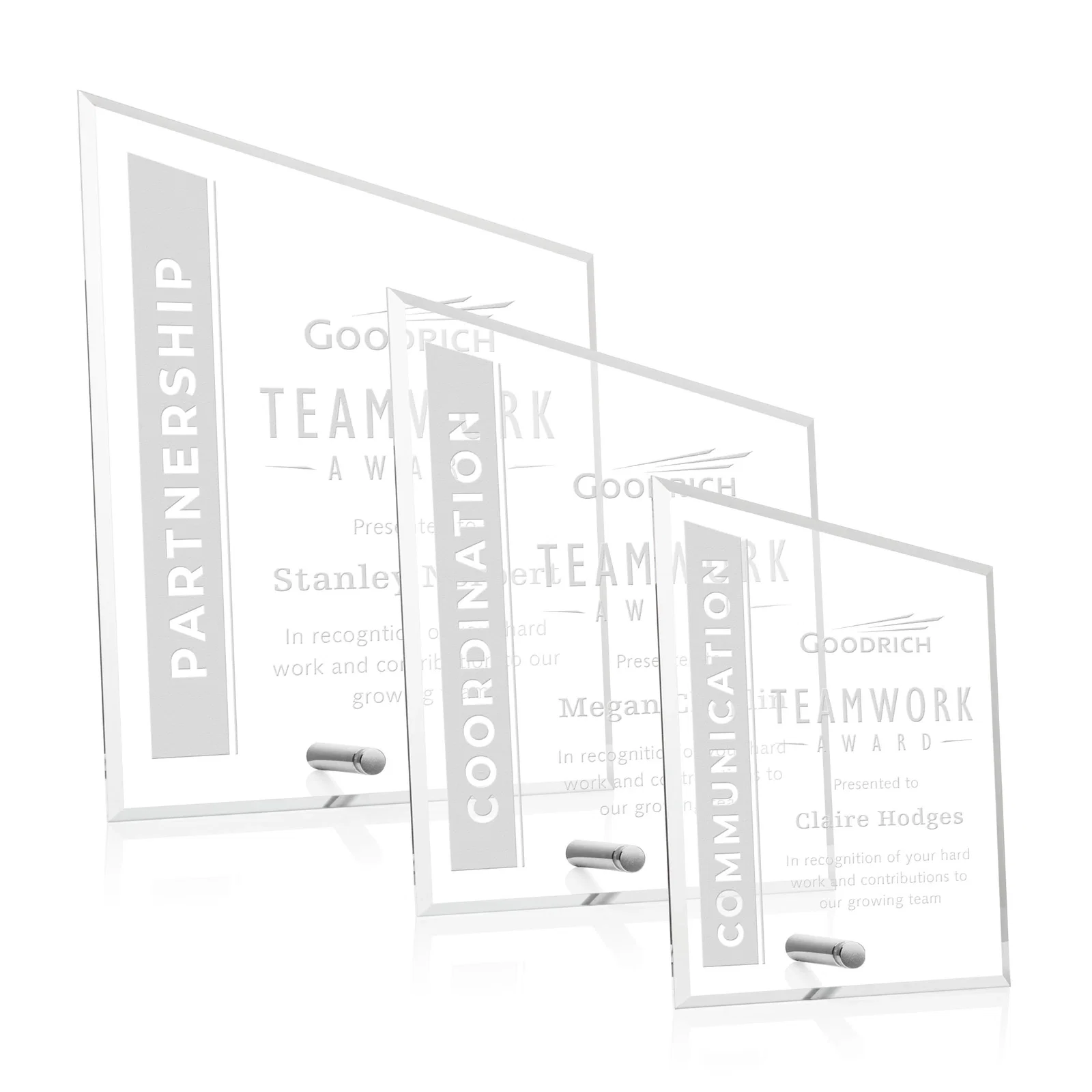 Custom Beveled Acrylic Slant-Top Rectangle Award with Easel Pin for safety achievement programs