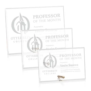 Beveled Acrylic Horizontal Rectangle Award with Easel Pin