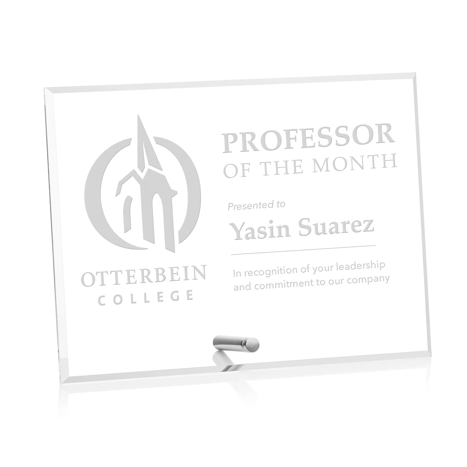 Custom Beveled Acrylic Horizontal Rectangle Award with Easel Pin for company anniversary events