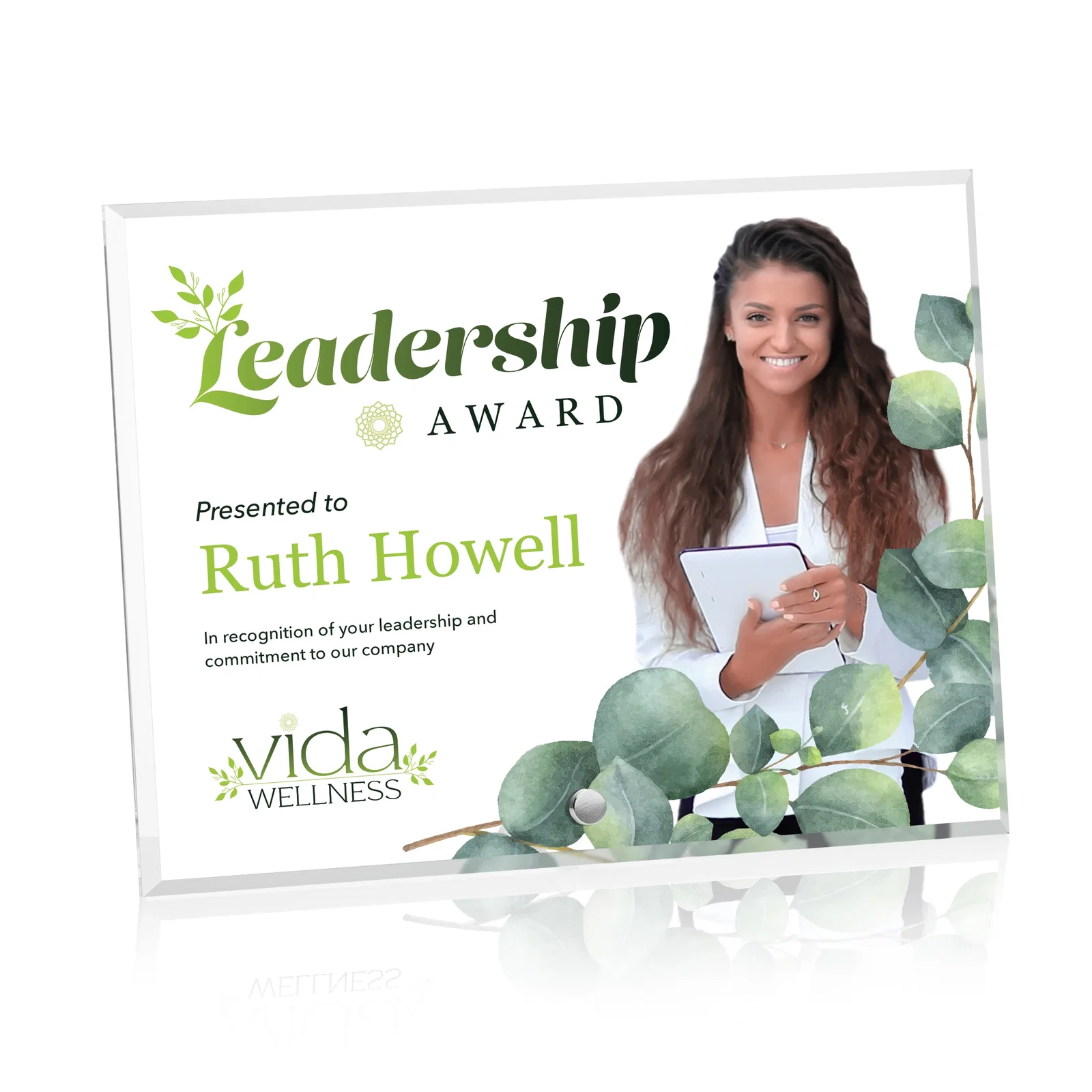 Personalized Beveled Acrylic Horizontal Rectangle Award with Easel Pin for sales achievement awards