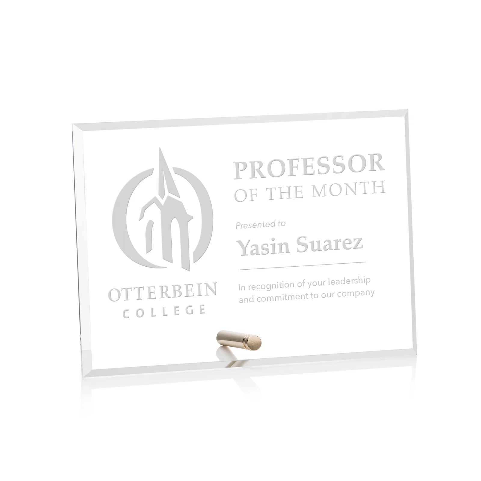 Custom Beveled Acrylic Horizontal Rectangle Award with Easel Pin for service anniversary gifts