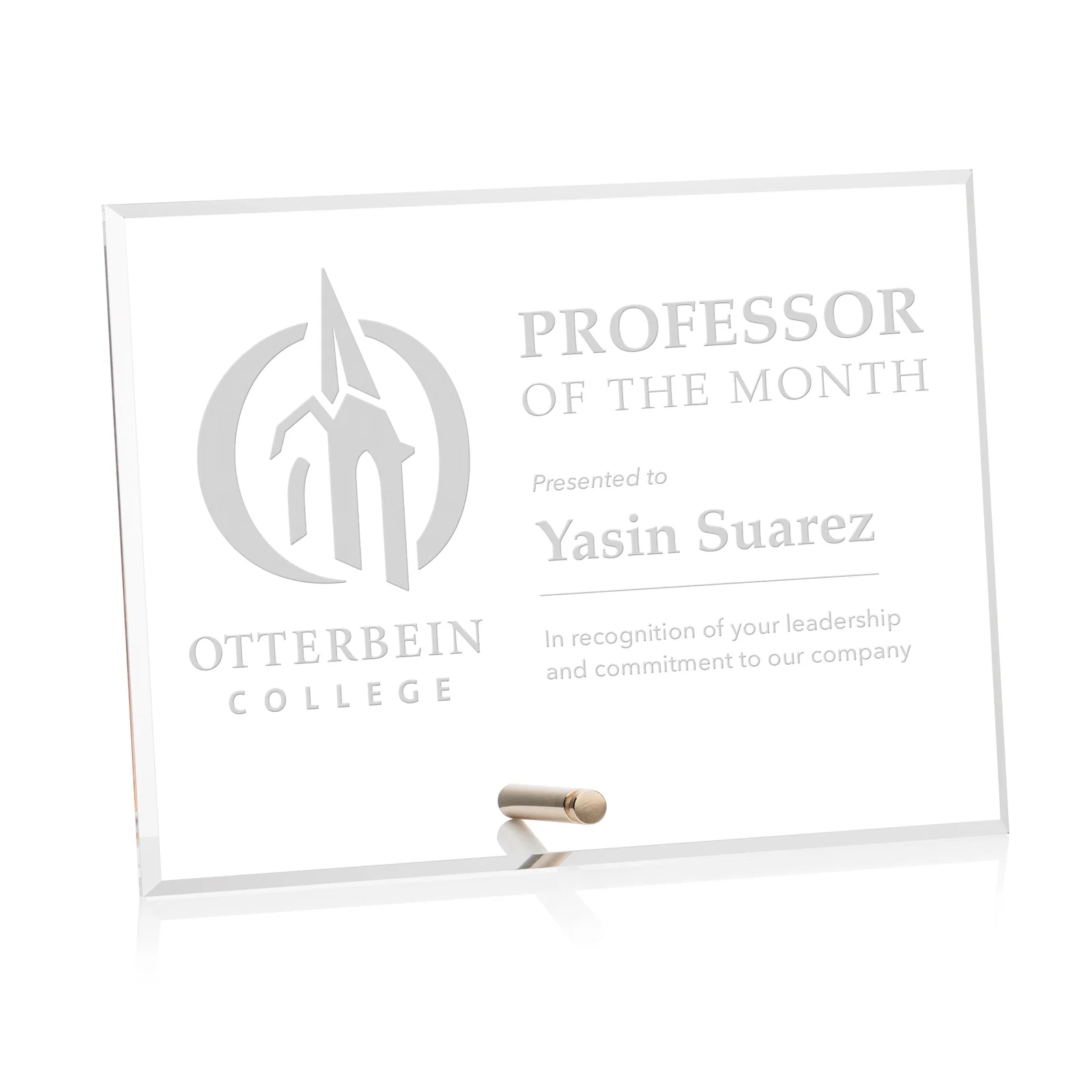 Custom Beveled Acrylic Horizontal Rectangle Award with Easel Pin for sales achievement awards