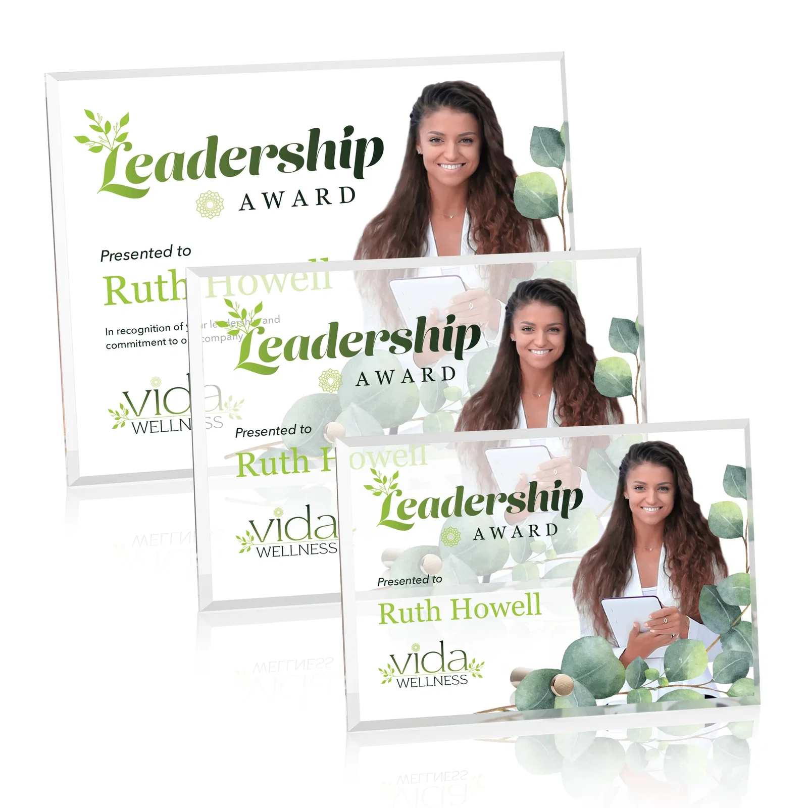 Custom Beveled Acrylic Horizontal Rectangle Award with Easel Pin for retirement presentations