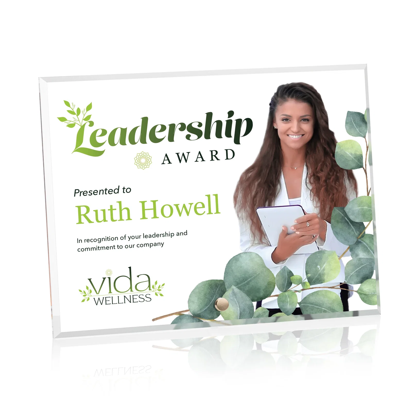 Custom Beveled Acrylic Horizontal Rectangle Award with Easel Pin for graduation ceremonies
