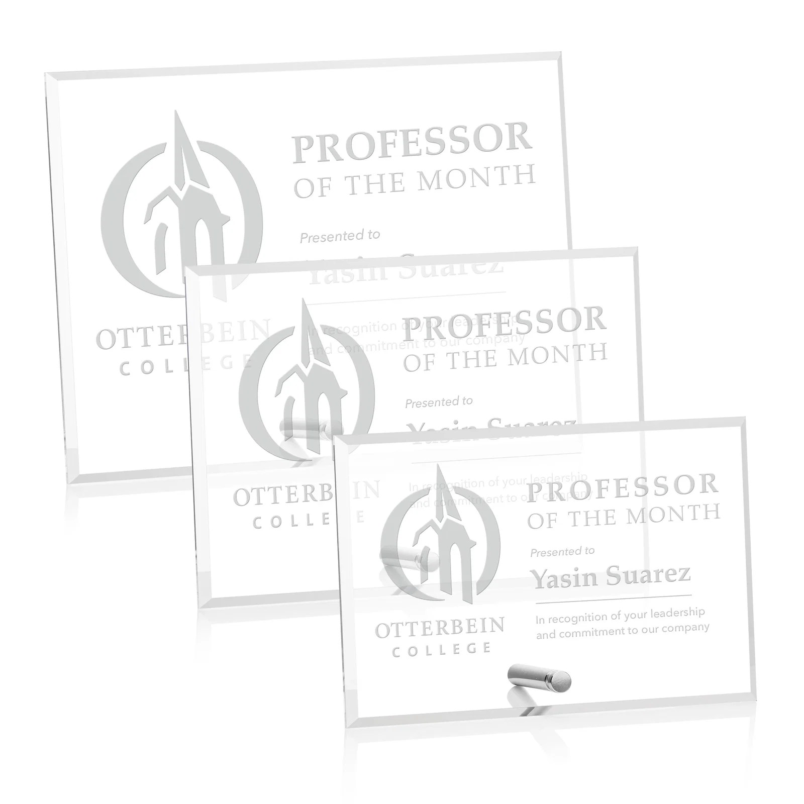Custom Beveled Acrylic Horizontal Rectangle Award with Easel Pin for safety achievement programs