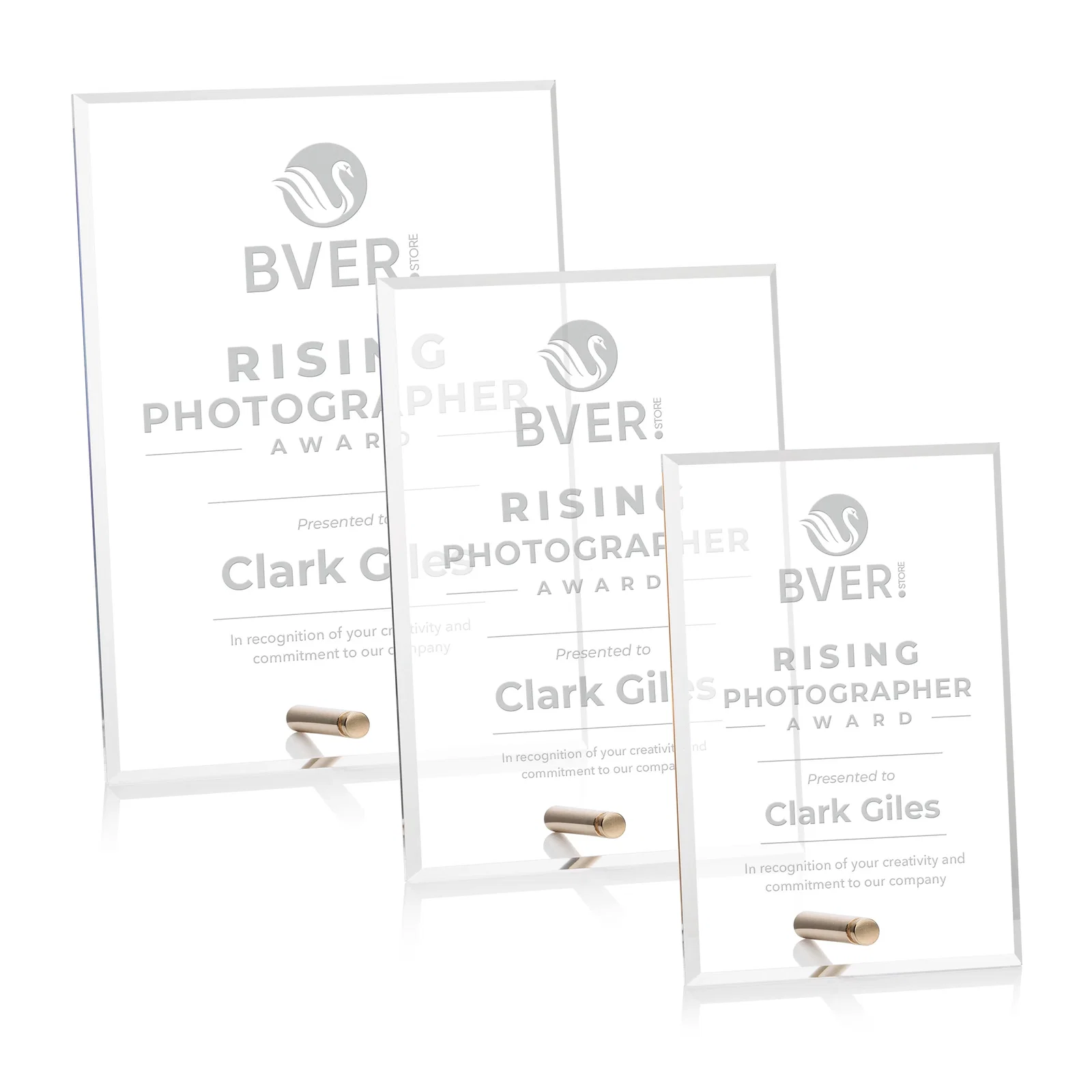 Custom Beveled Acrylic Vertical Rectangle Award with Easel Pin for employee recognition