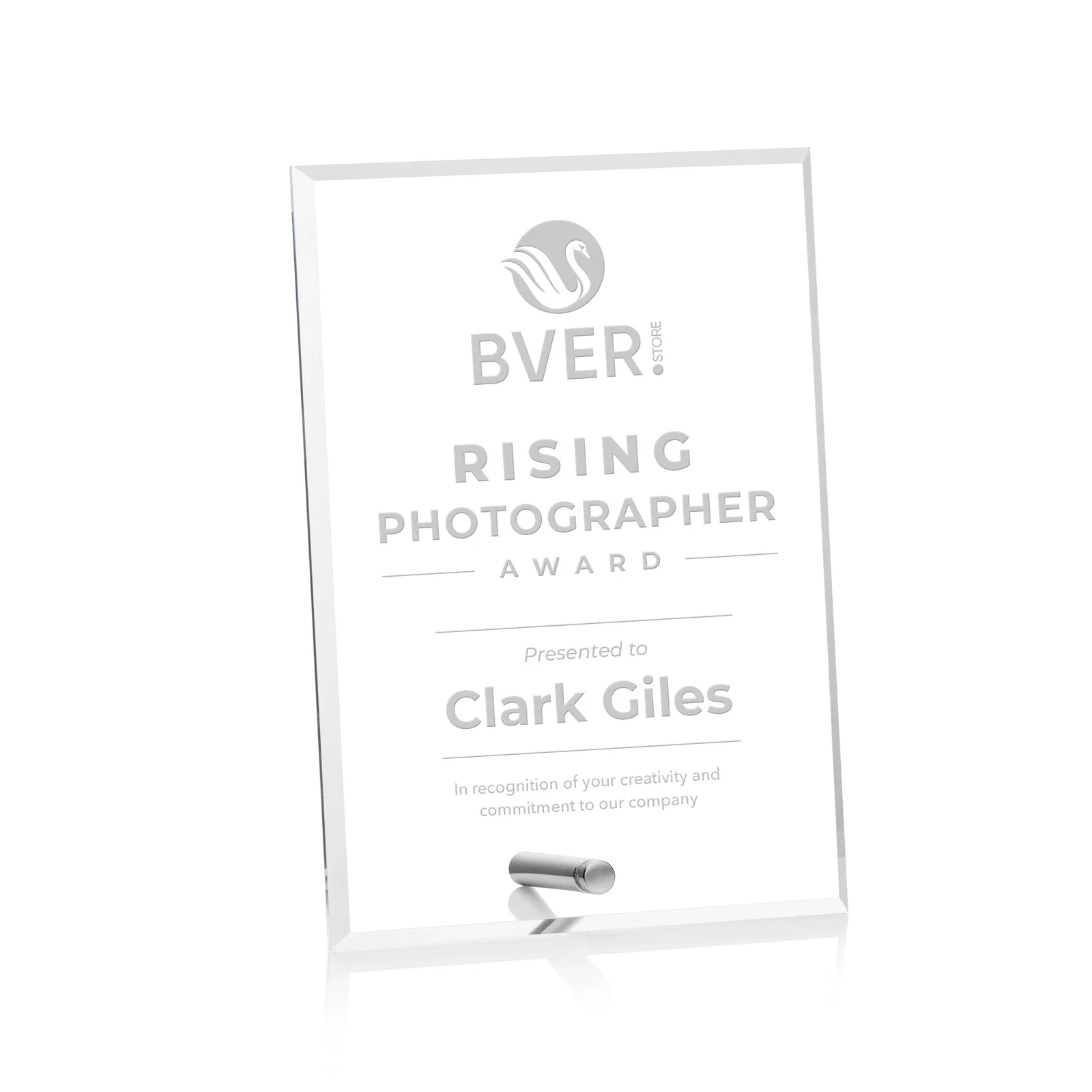 Custom Beveled Acrylic Vertical Rectangle Award with Easel Pin for dealer and partner awards