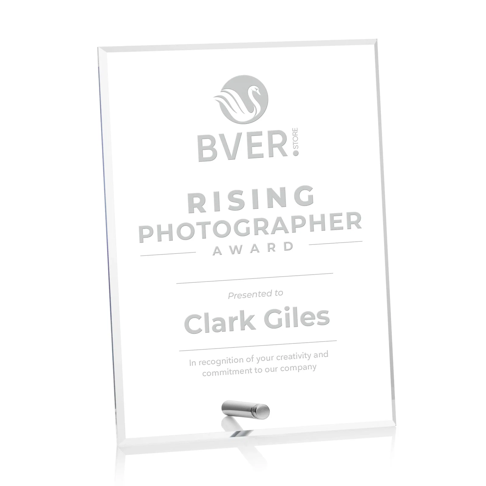 Custom Beveled Acrylic Vertical Rectangle Award with Easel Pin for company anniversary events