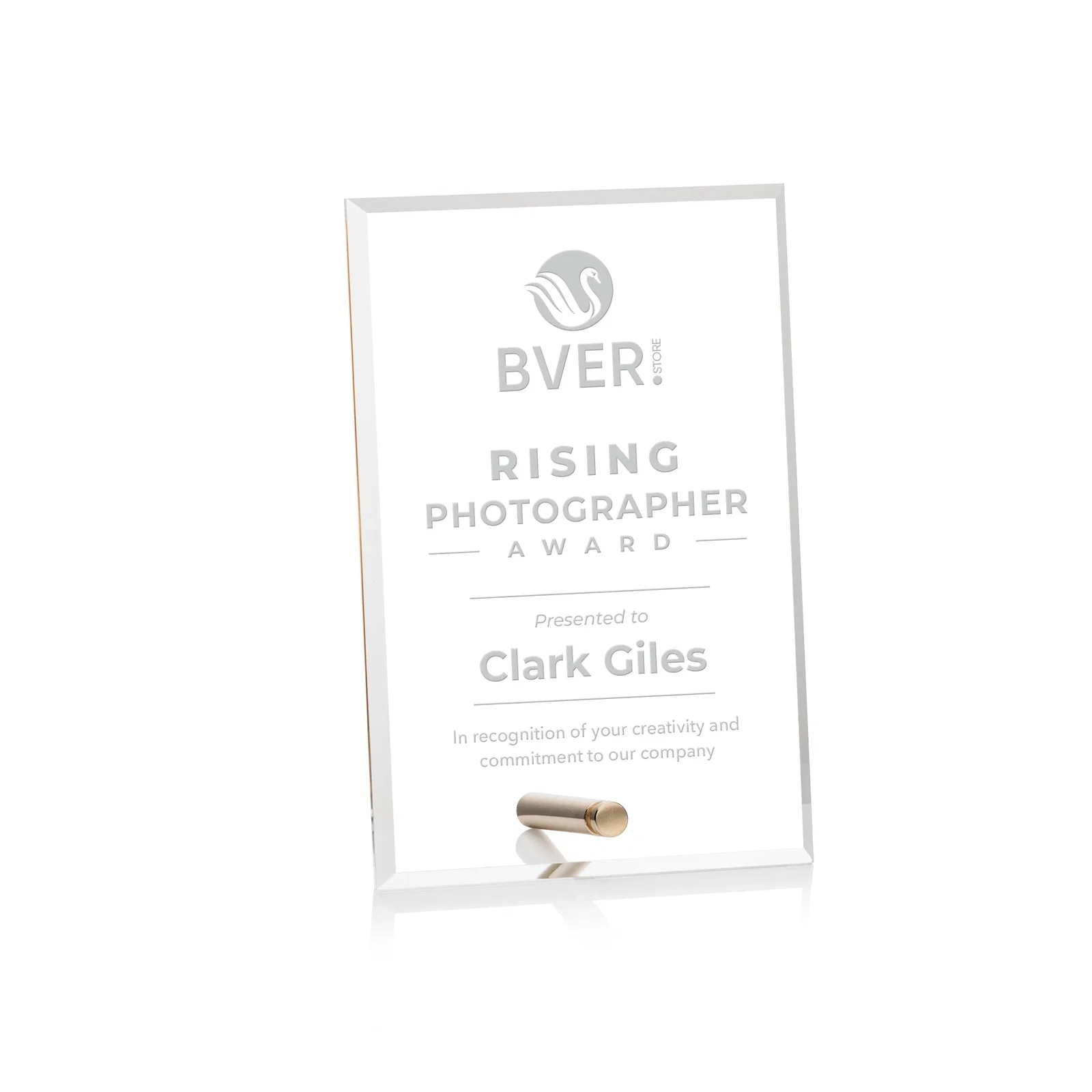 Custom Beveled Acrylic Vertical Rectangle Award with Easel Pin for corporate award ceremonies