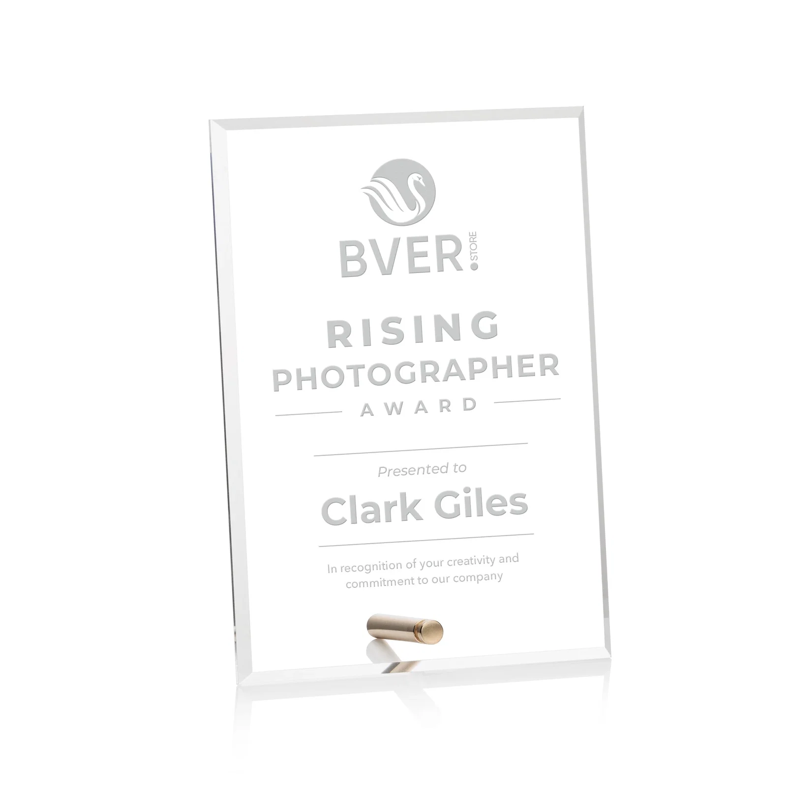 Custom Beveled Acrylic Vertical Rectangle Award with Easel Pin for service anniversary gifts