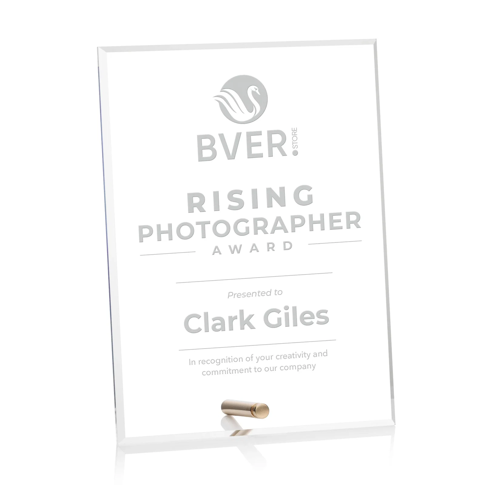 Custom Beveled Acrylic Vertical Rectangle Award with Easel Pin for sales achievement awards