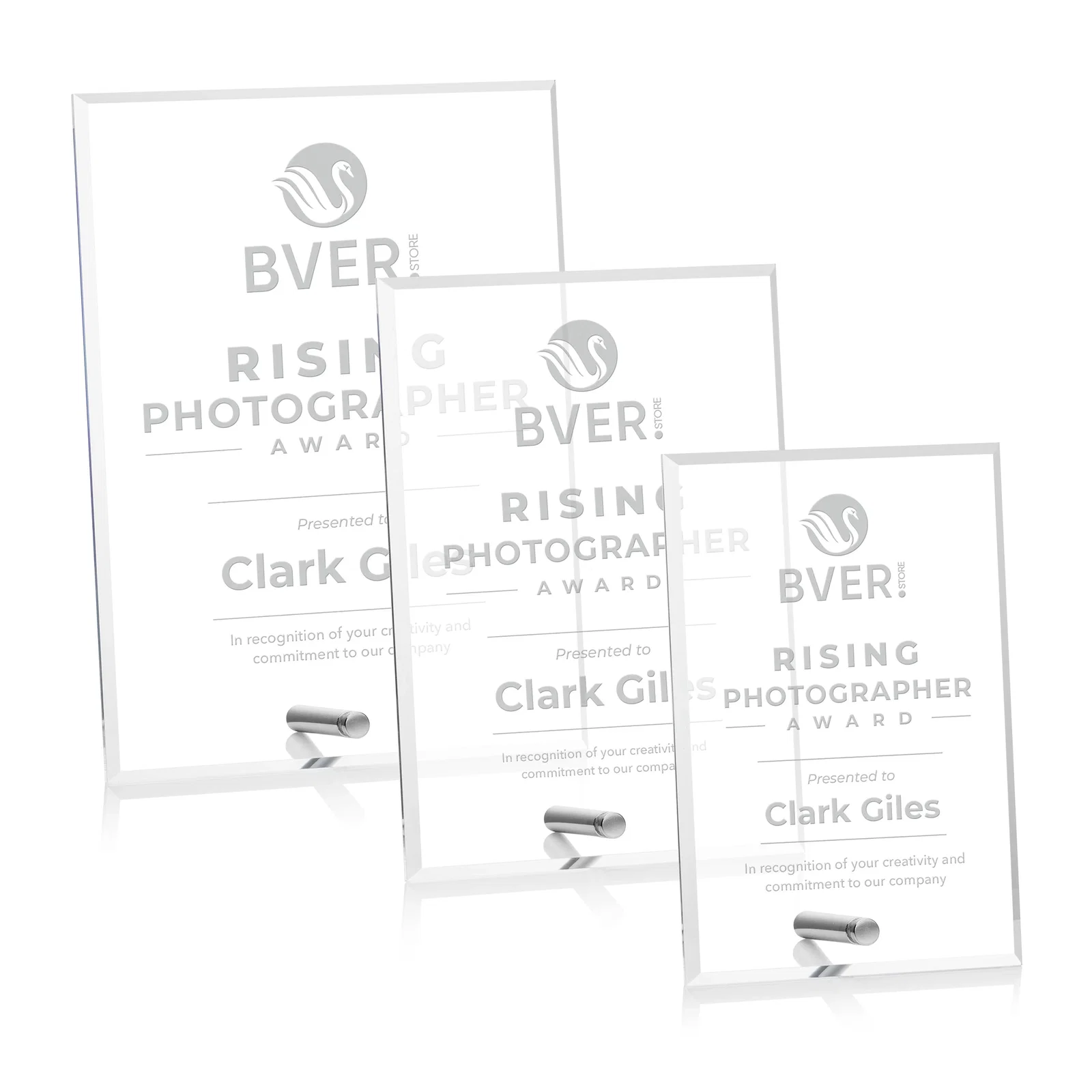 Custom Beveled Acrylic Vertical Rectangle Award with Easel Pin for safety achievement programs