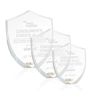 Beveled Acrylic Shield Award with Easel Pin for First Responders