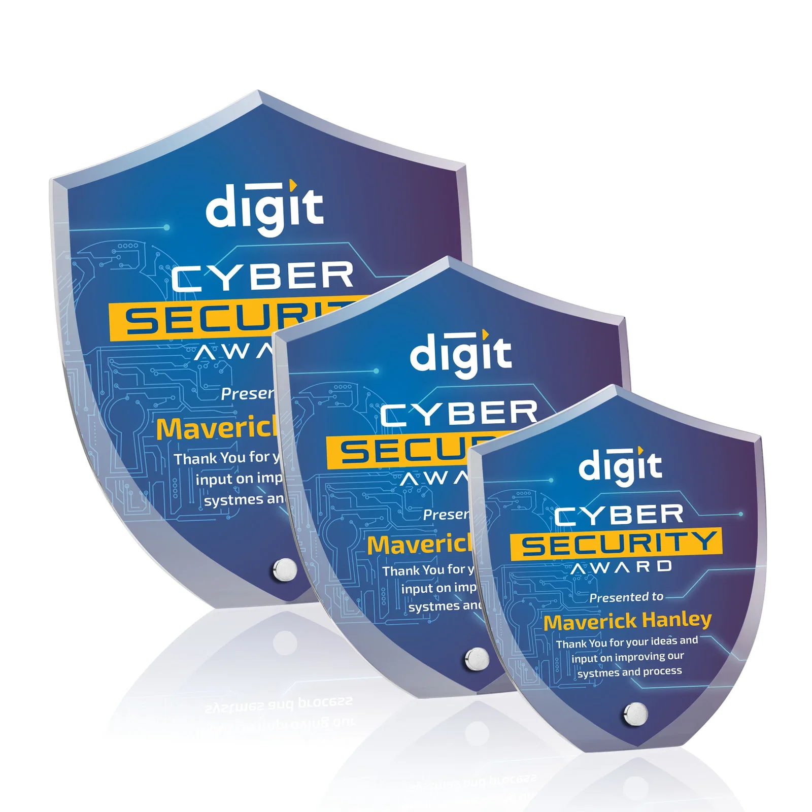 Personalized Beveled Acrylic Shield Award with Easel Pin for First Responders for employee recognition