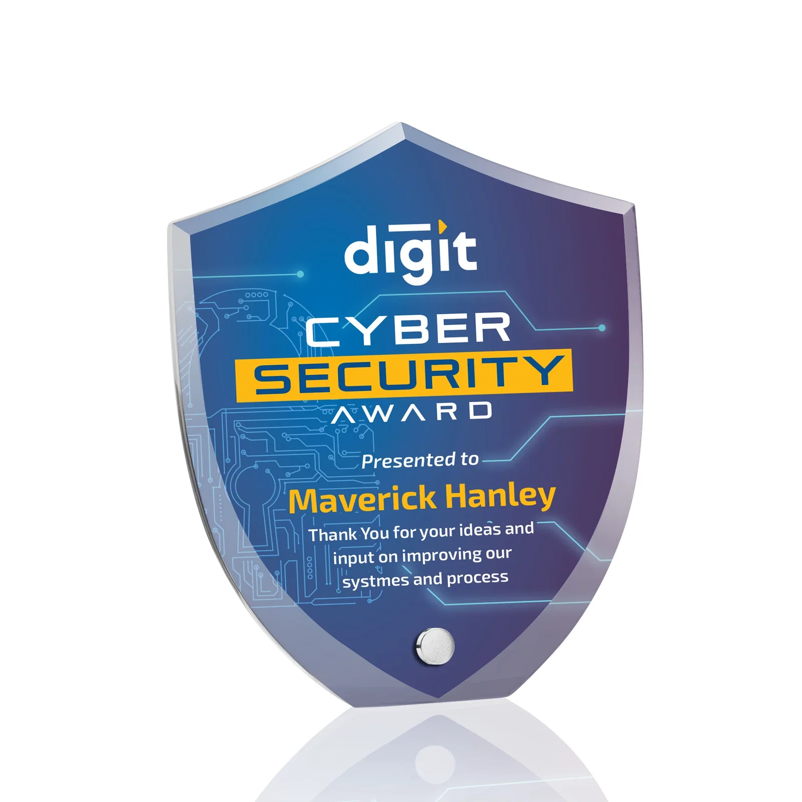 Personalized Beveled Acrylic Shield Award with Easel Pin for First Responders for corporate award ceremonies