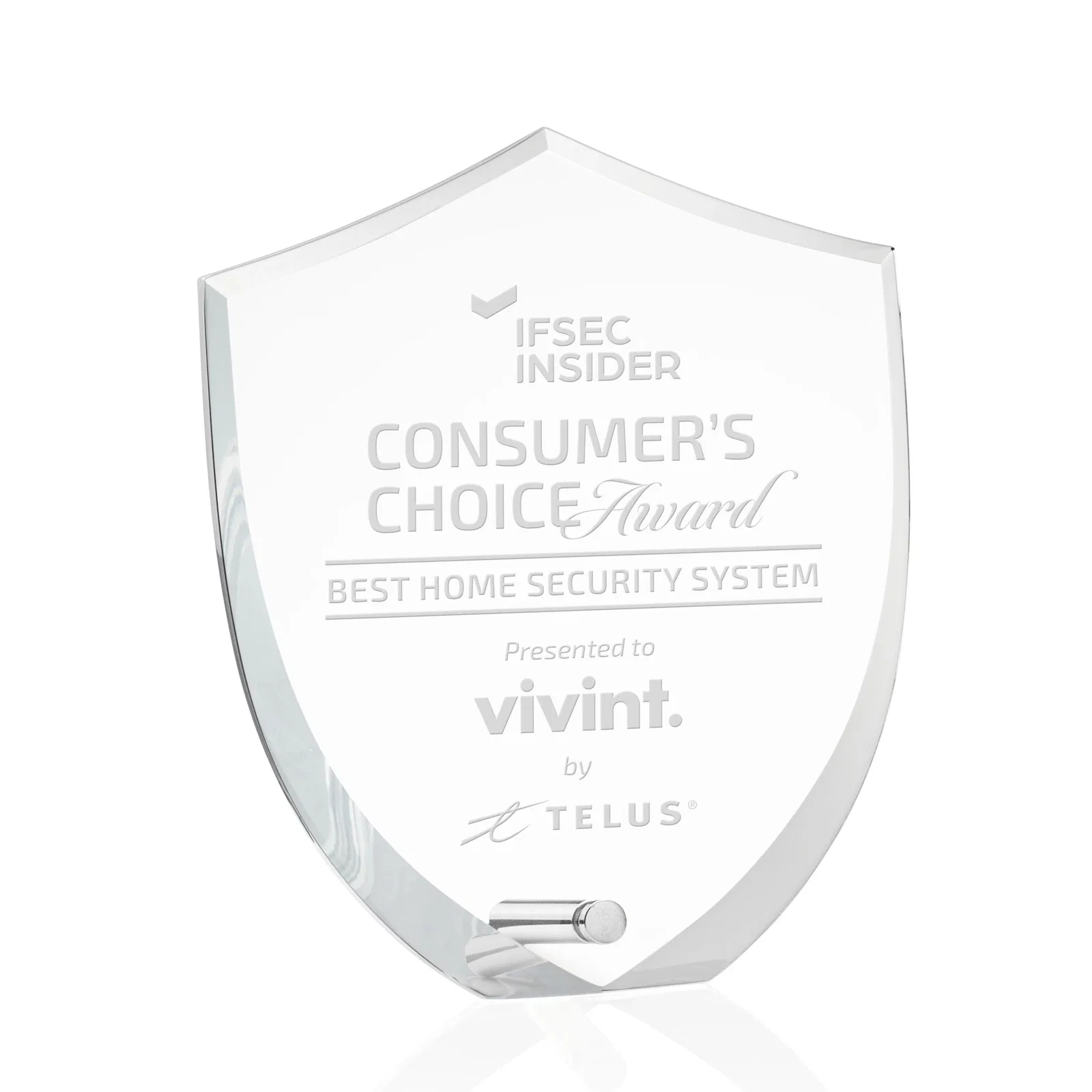 Custom Beveled Acrylic Shield Award with Easel Pin for First Responders for donor appreciation