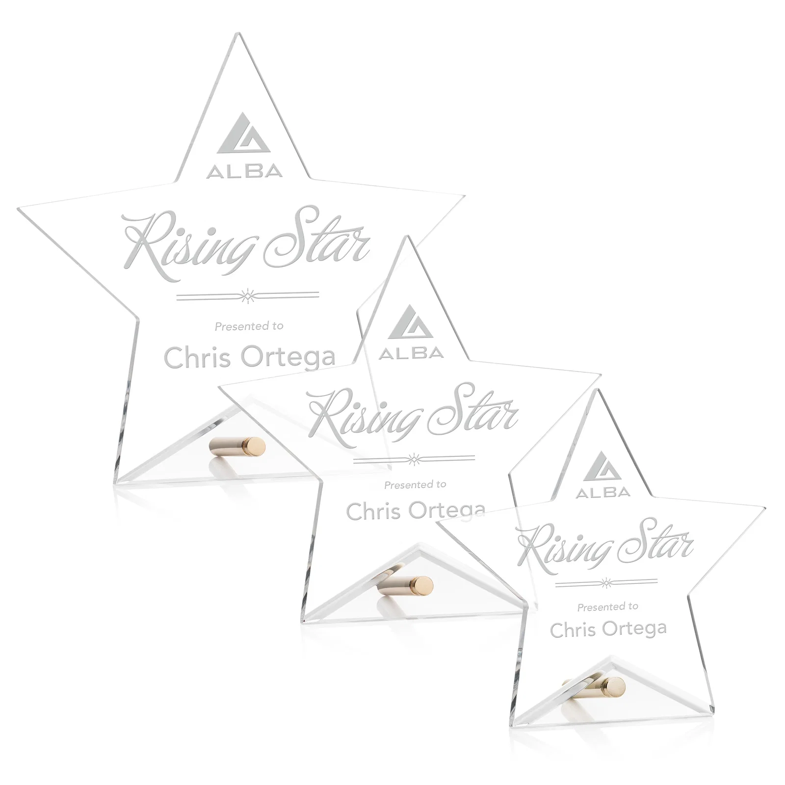 Custom Beveled Acrylic Star Award with Easel Pin for employee recognition