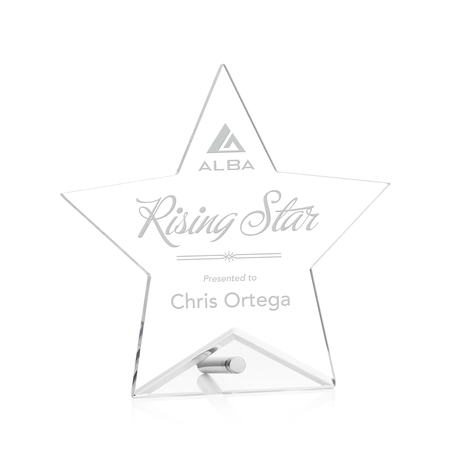 Custom Beveled Acrylic Star Award with Easel Pin for dealer and partner awards