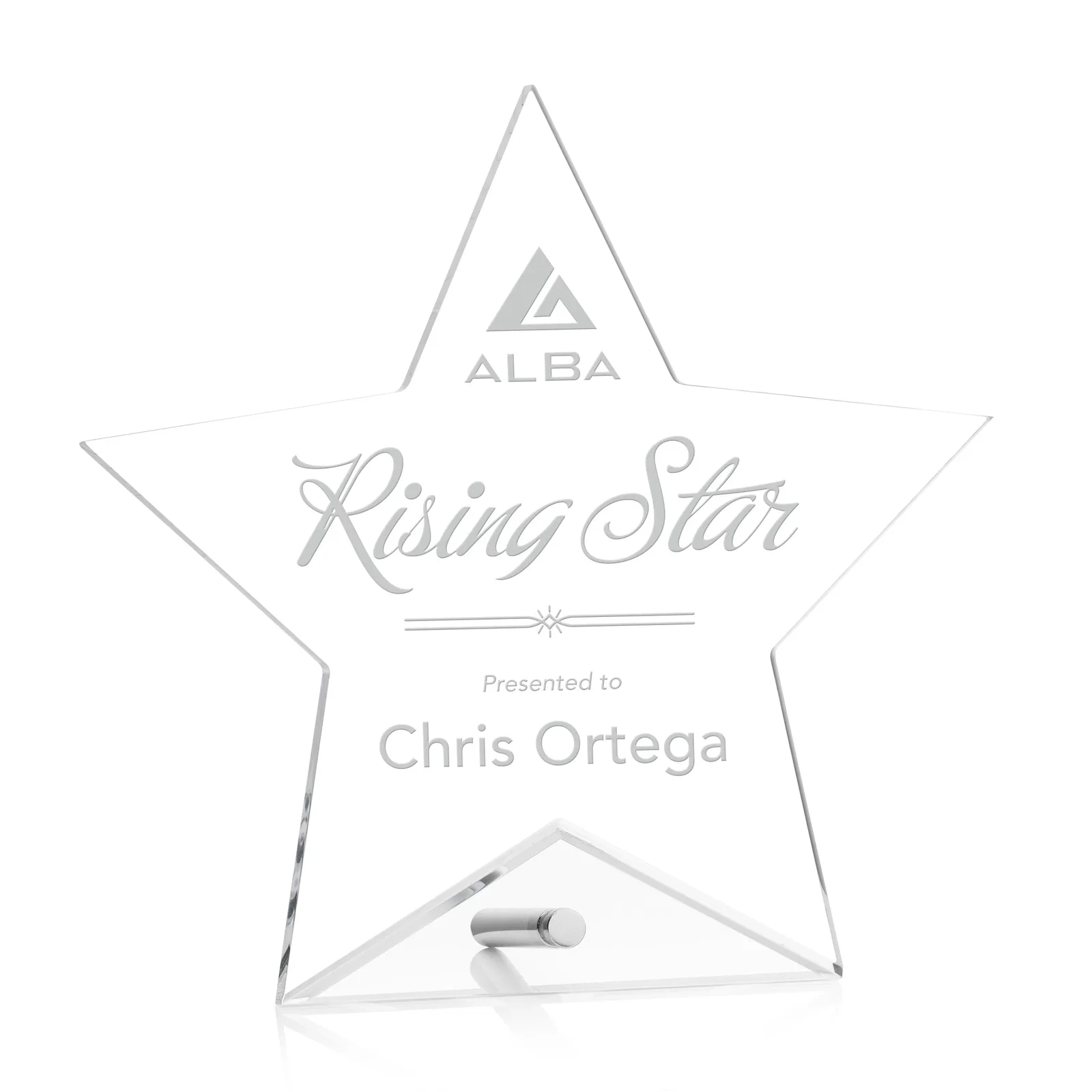 Custom Beveled Acrylic Star Award with Easel Pin for company anniversary events