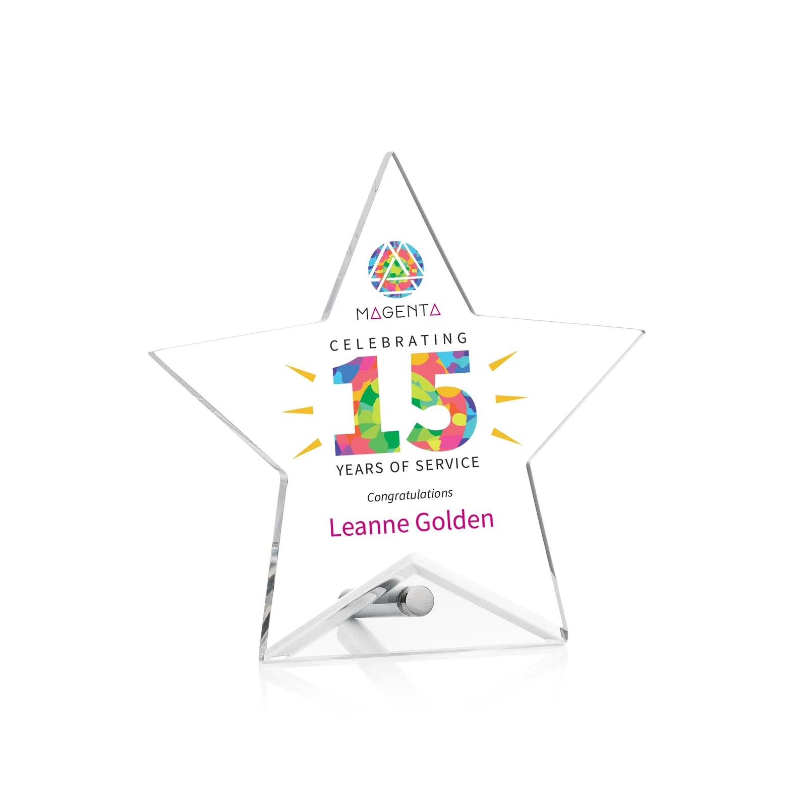 Personalized Beveled Acrylic Star Award with Easel Pin for corporate award ceremonies
