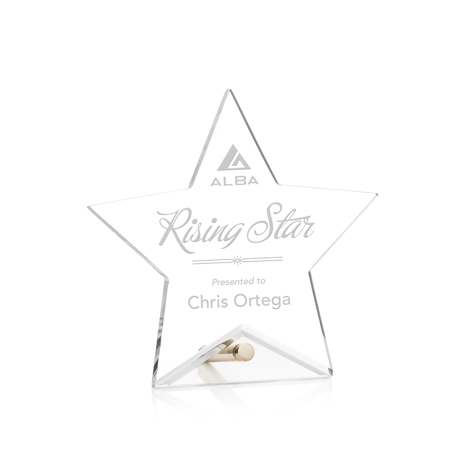 Custom Beveled Acrylic Star Award with Easel Pin for corporate award ceremonies