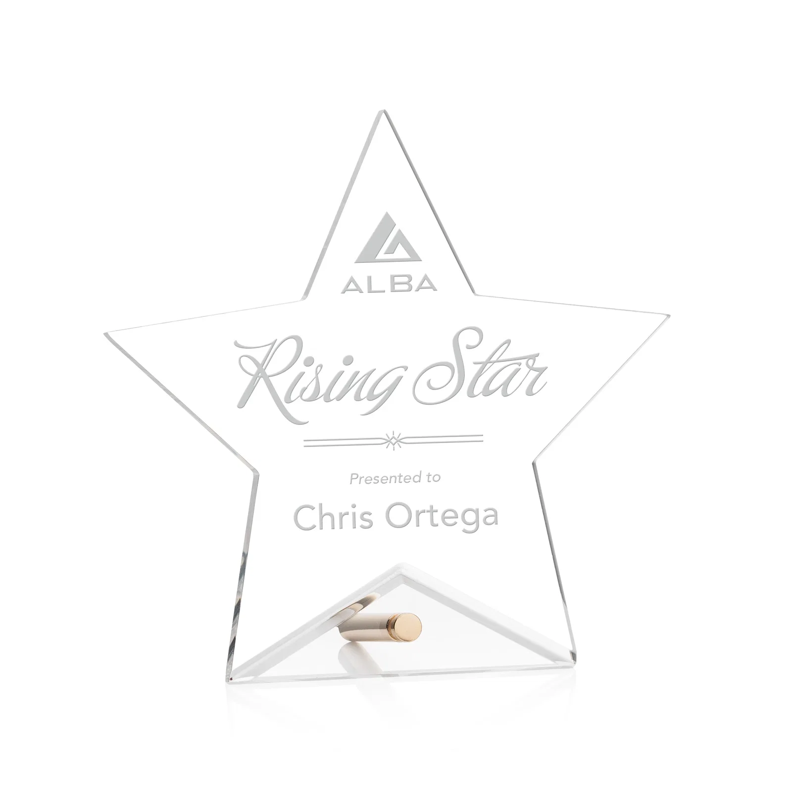 Custom Beveled Acrylic Star Award with Easel Pin for service anniversary gifts