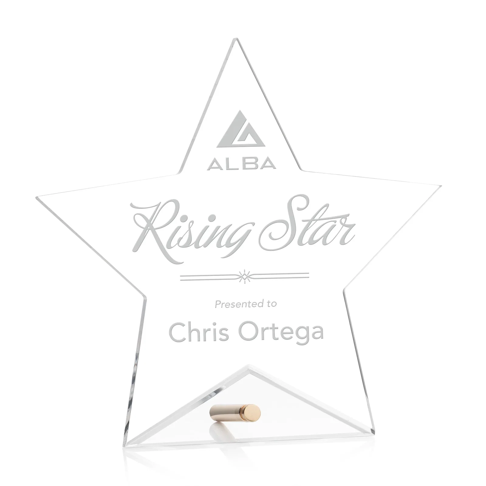 Custom Beveled Acrylic Star Award with Easel Pin for sales achievement awards