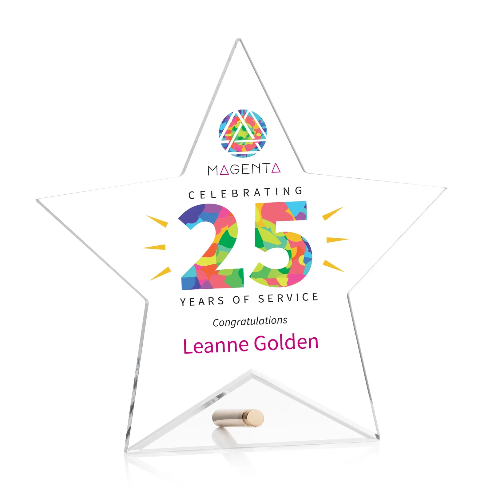 Custom Beveled Acrylic Star Award with Easel Pin for graduation ceremonies