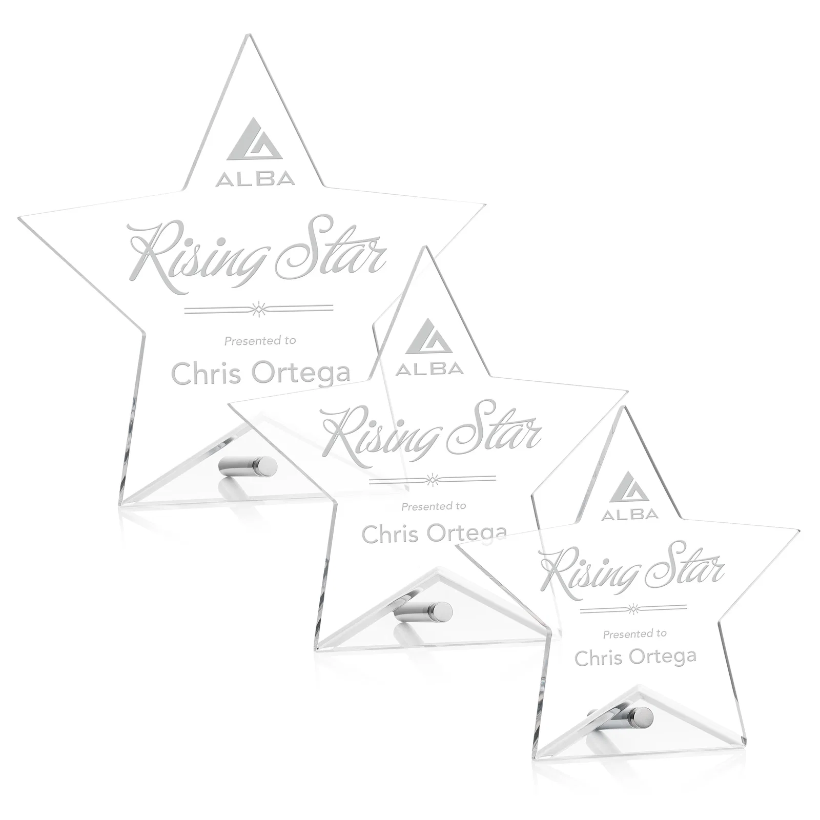 Custom Beveled Acrylic Star Award with Easel Pin for safety achievement programs