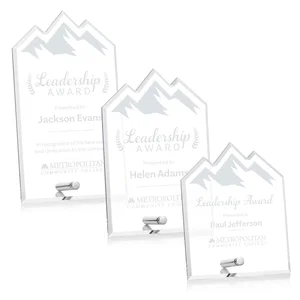 Beveled Acrylic Mountain Peak Award with Easel Pin