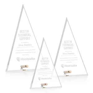 Beveled Acrylic Pyramid Tower Award with Easel Pin