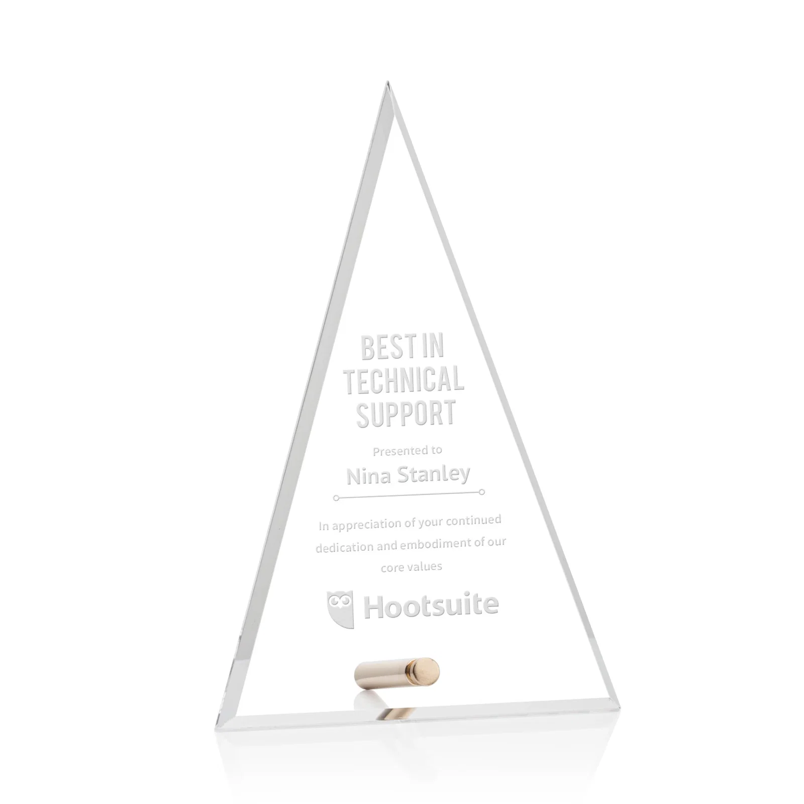Custom Beveled Acrylic Pyramid Tower Award with Easel Pin for service anniversary gifts