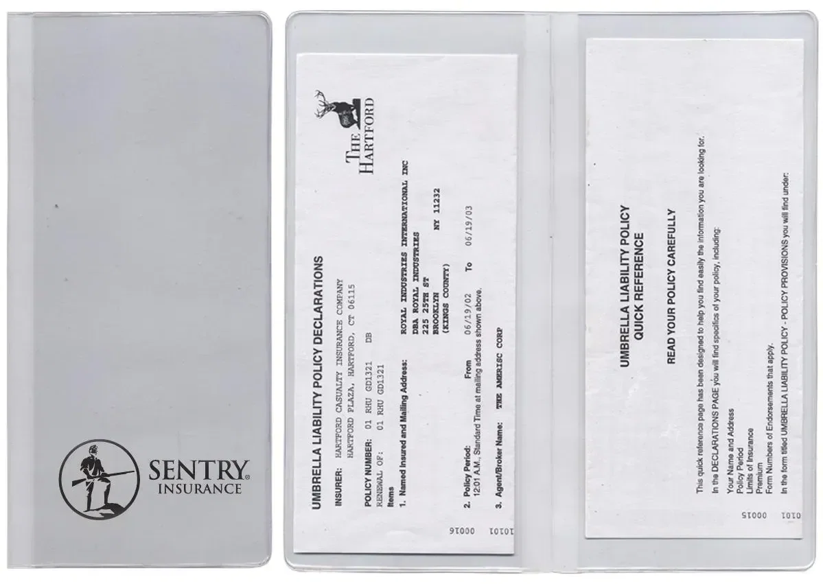 Policy & Document Holder with 2 Clear Full Pockets