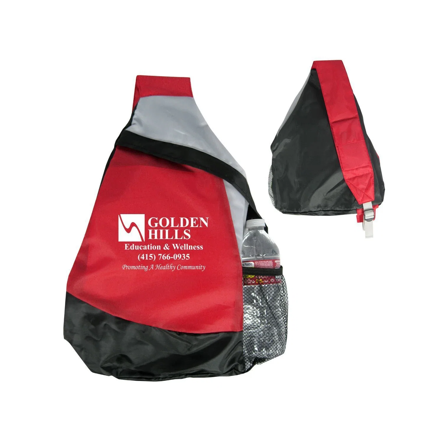 Polyester Sling Bag — Red — view 2