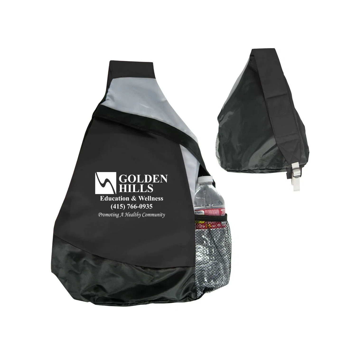 Polyester Sling Bag — Black — view 3