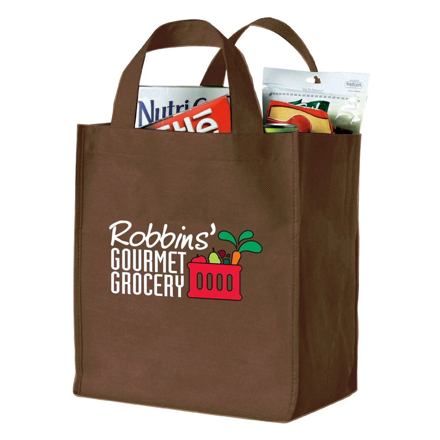Personalized Polytex Grocery Bag — Brown — view 4