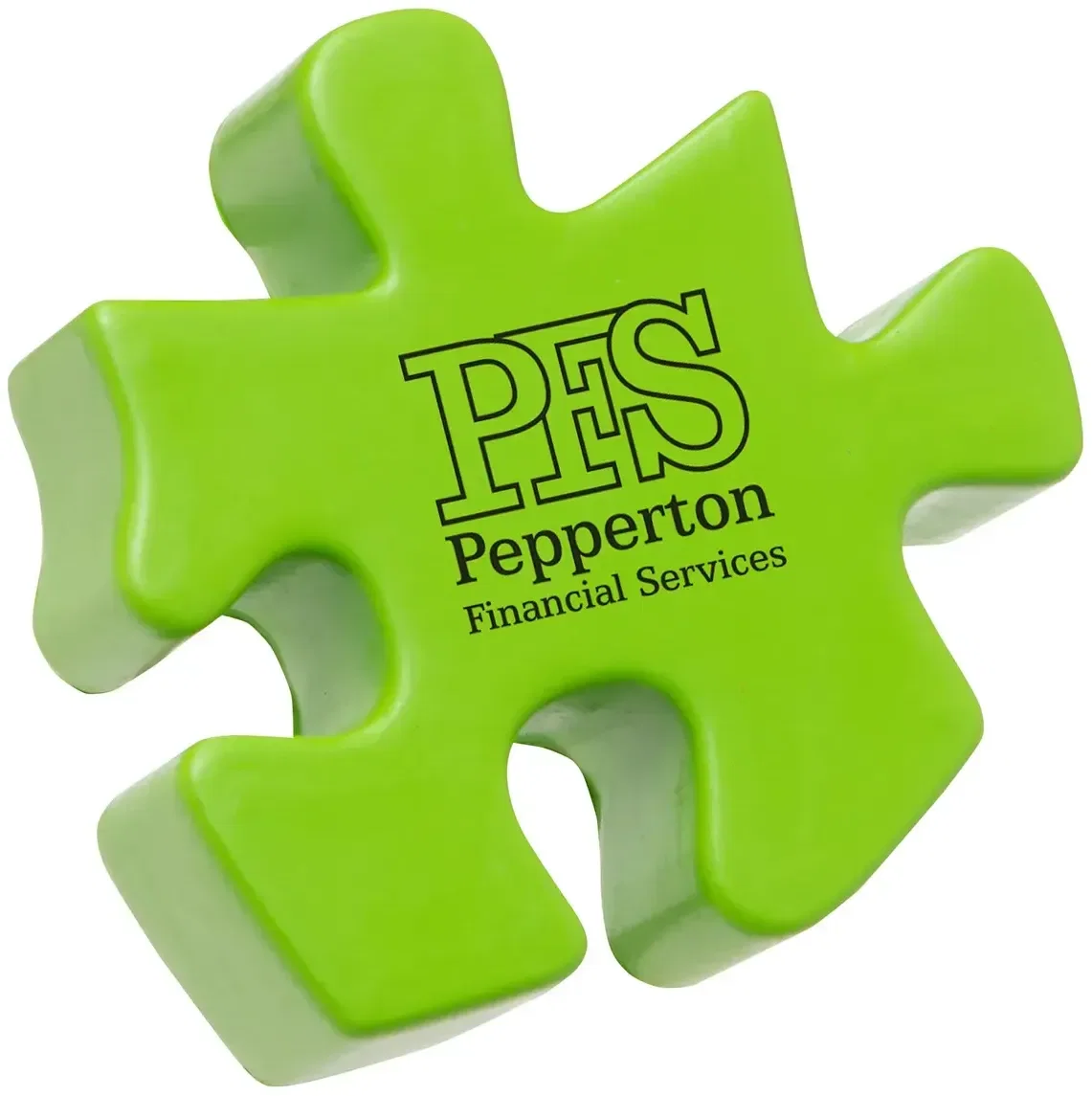 Polyurethane puzzle piece custom promotional stress reliever, angled view of jigsaw squeeze toy