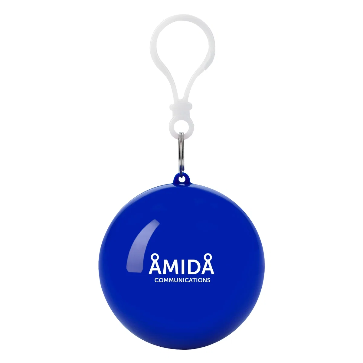 Compact ball keychain that opens to reveal a rain poncho