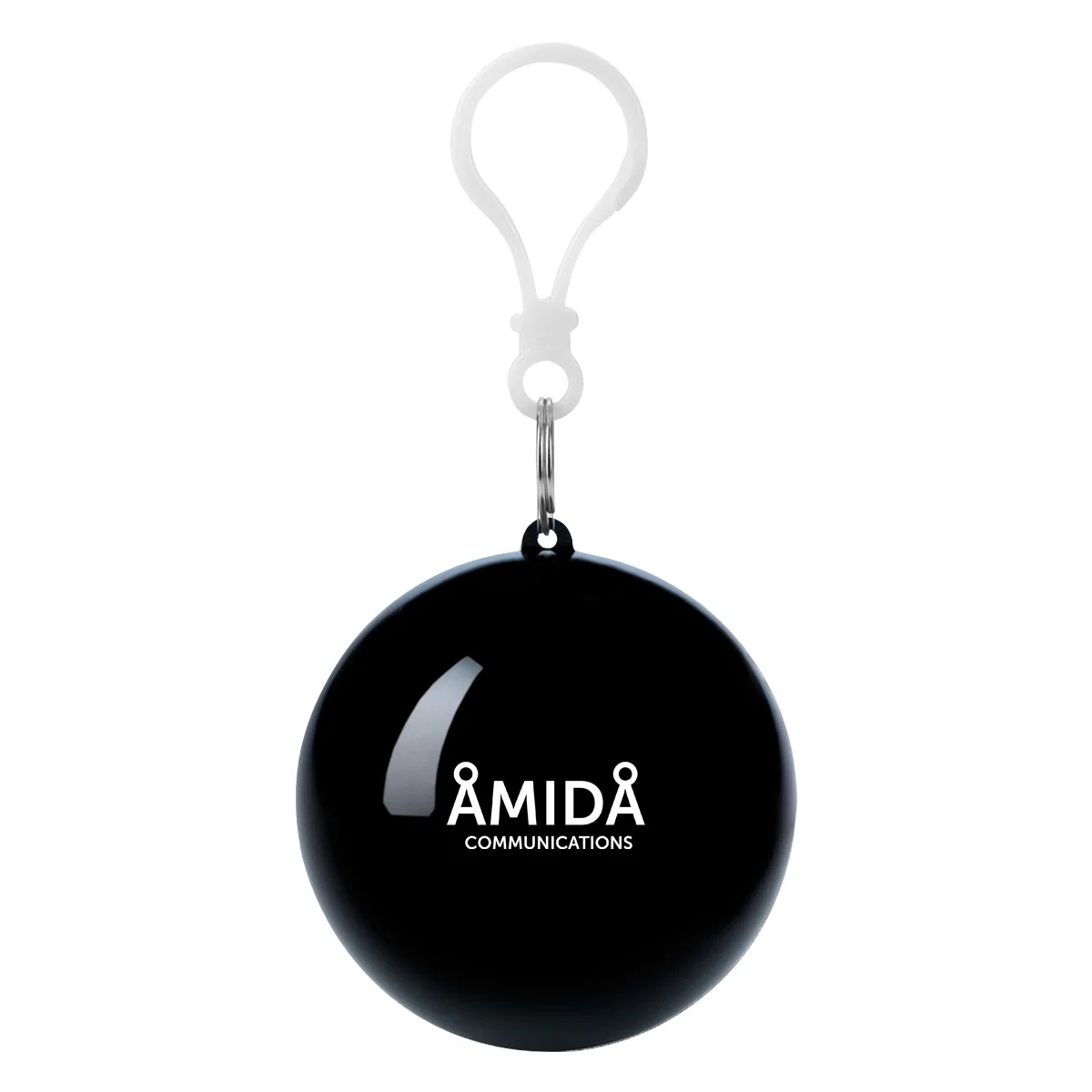 Black sphere measuring two and a half inches across