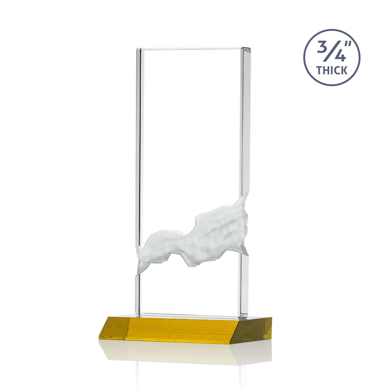 Customized Starfire Crystal Upright Award with Carved Waterfall on Mitered Base, awards for graduation ceremonies