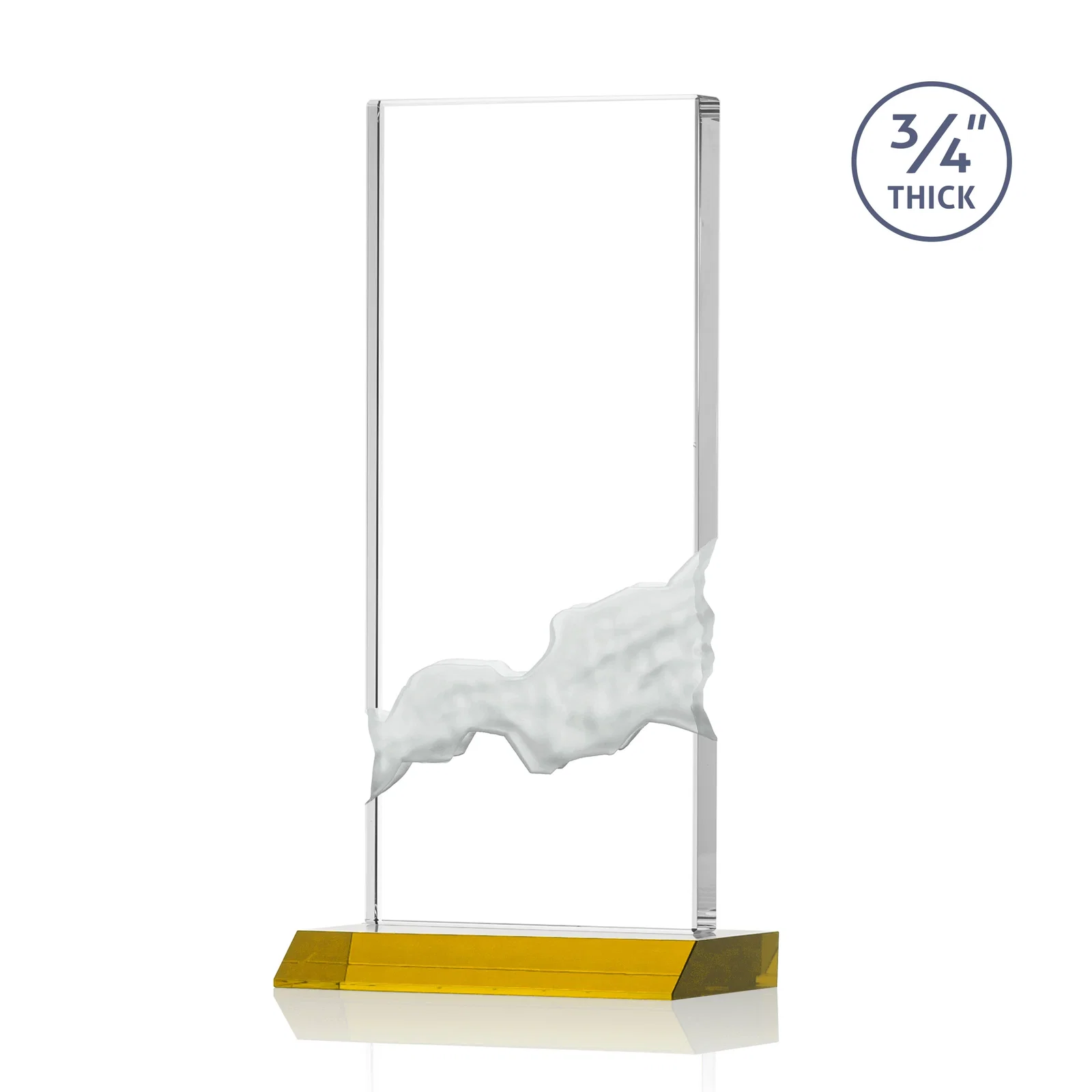 Customized Starfire Crystal Upright Award with Carved Waterfall on Mitered Base, awards for safety achievement programs