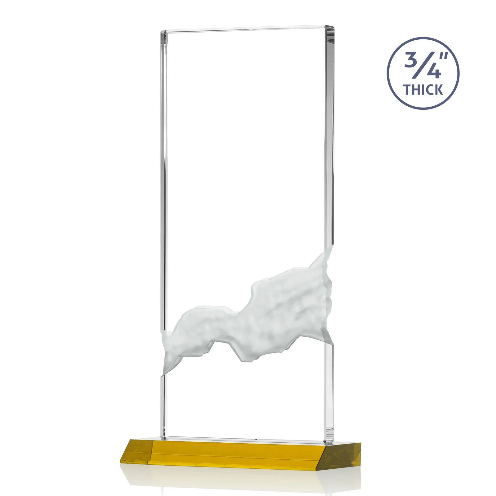 Customized Starfire Crystal Upright Award with Carved Waterfall on Mitered Base, awards for volunteer appreciation
