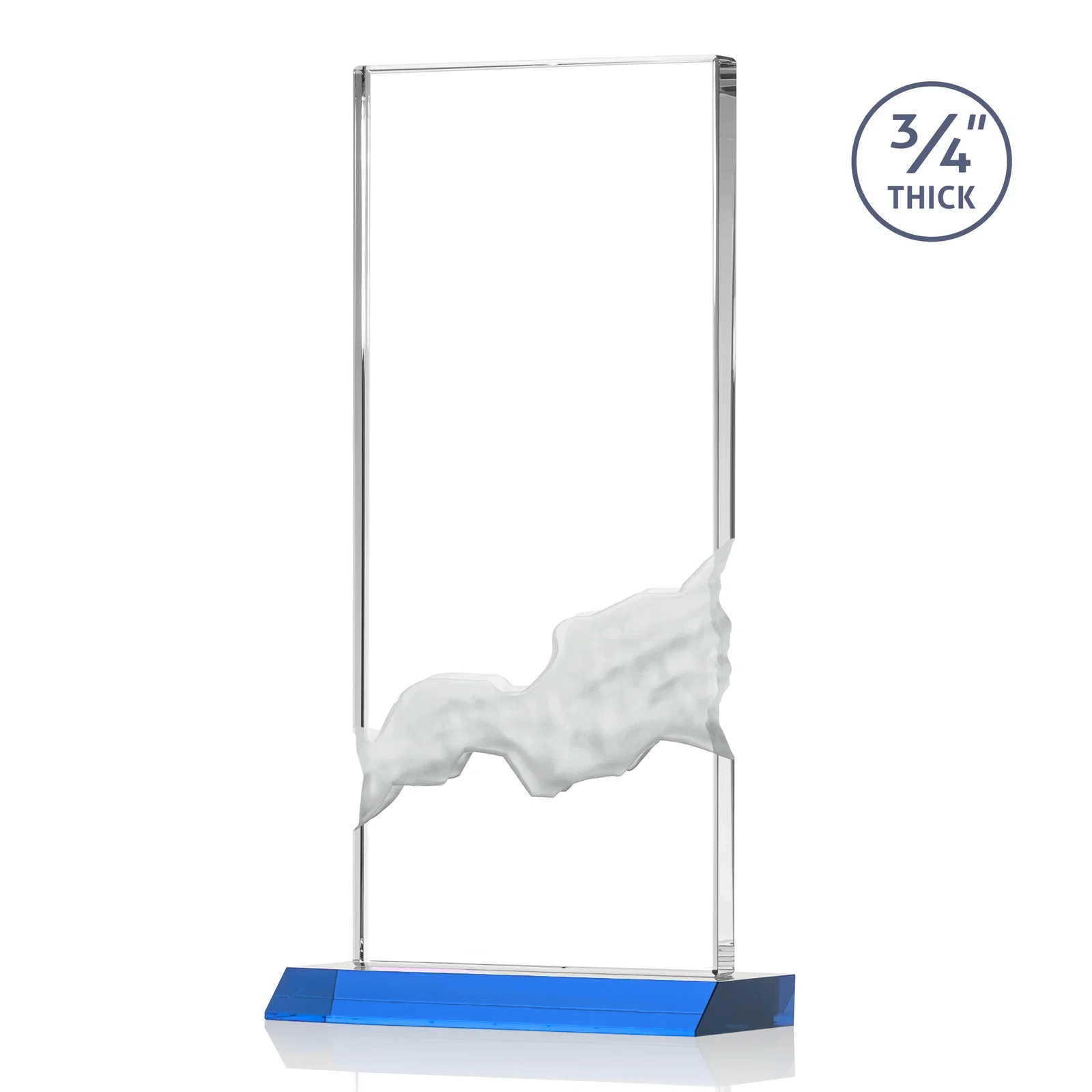 Custom Starfire Crystal Upright Award with Carved Waterfall on Mitered Base, awards, with your logo for employee recognition