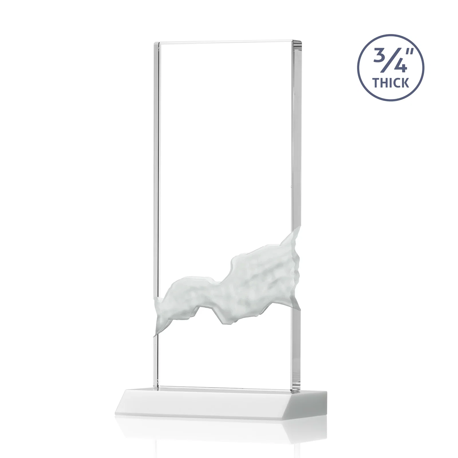 Custom Starfire Crystal Upright Award with Carved Waterfall on Mitered Base, awards, with your logo for service anniversary gifts