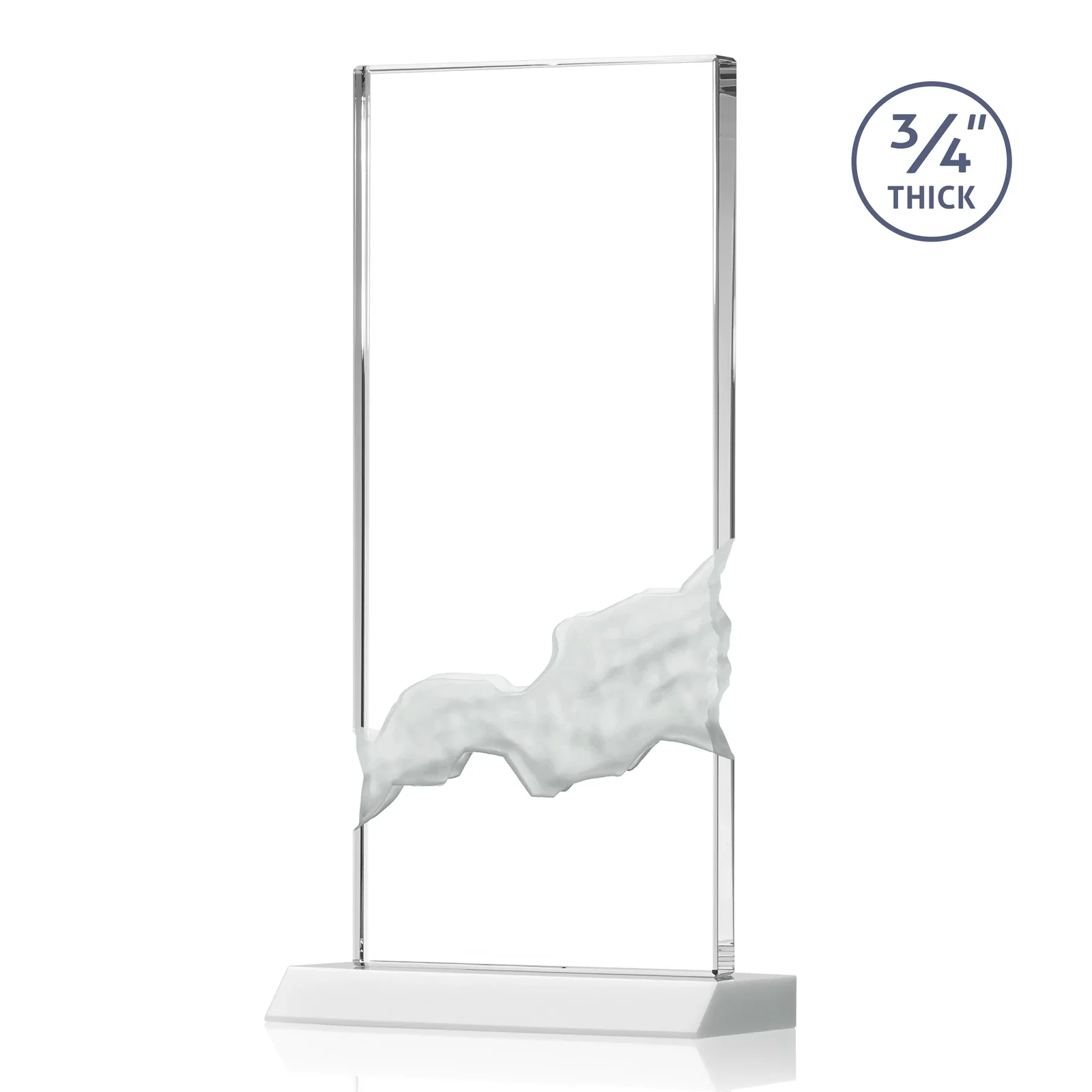 Custom Starfire Crystal Upright Award with Carved Waterfall on Mitered Base, awards, with your logo for sales achievement awards