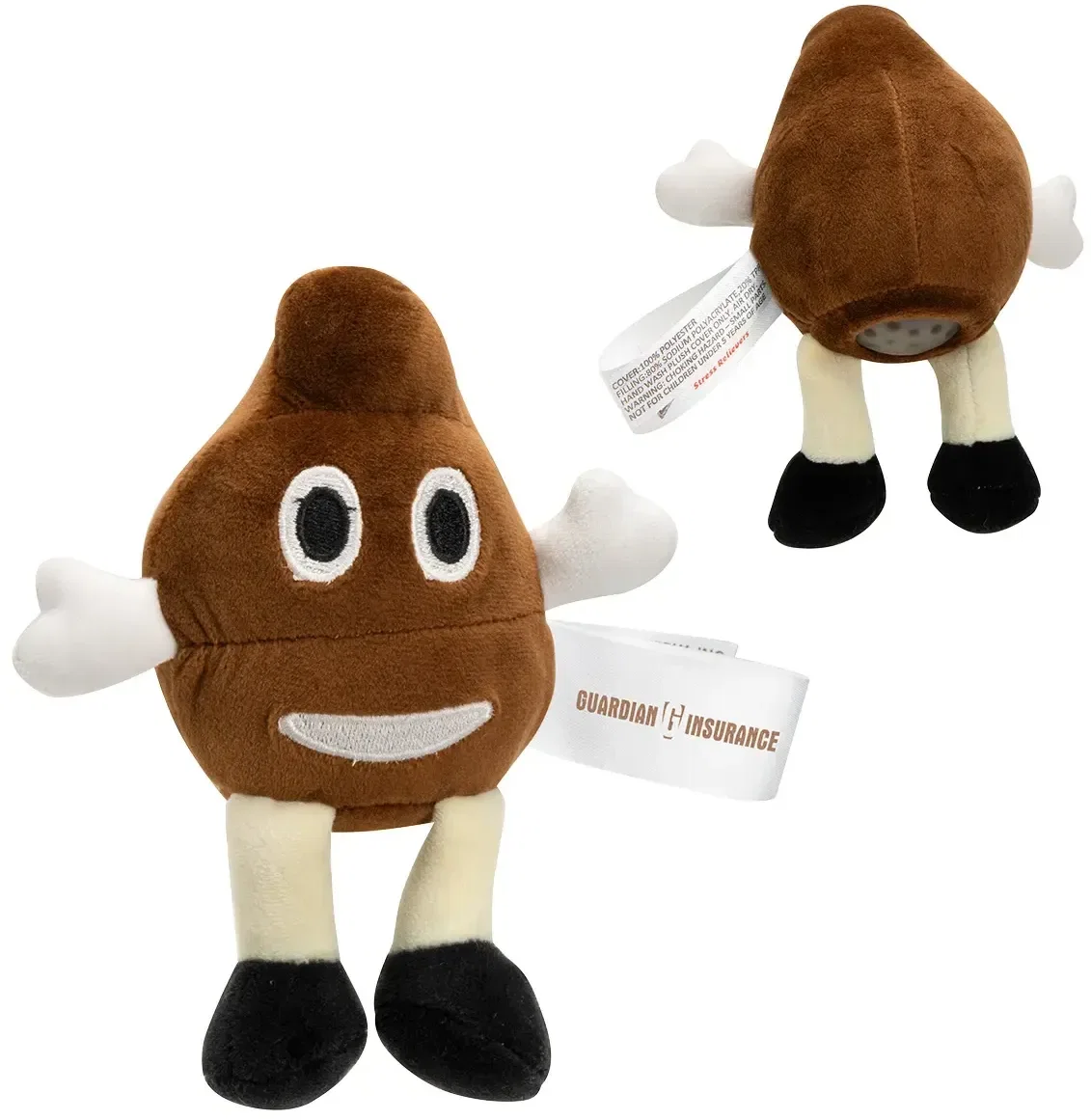 Poop Emoji Plush Stress Buster, custom plush sensory toy with logo, front view